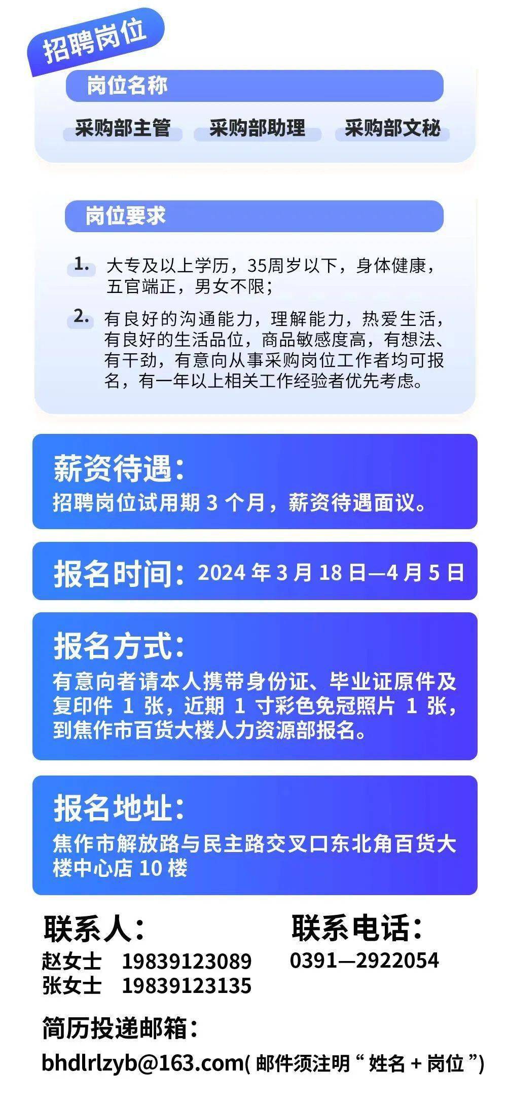 最新职位招聘信息大放送!